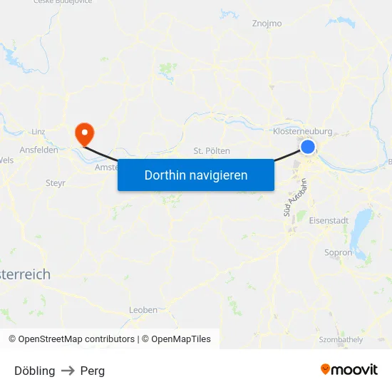 Döbling to Perg map