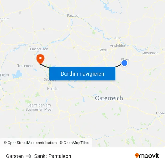 Garsten to Sankt Pantaleon map