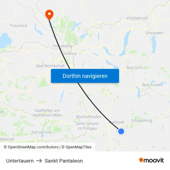 Untertauern to Sankt Pantaleon map