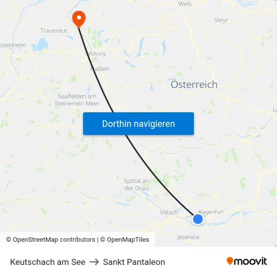 Keutschach am See to Sankt Pantaleon map