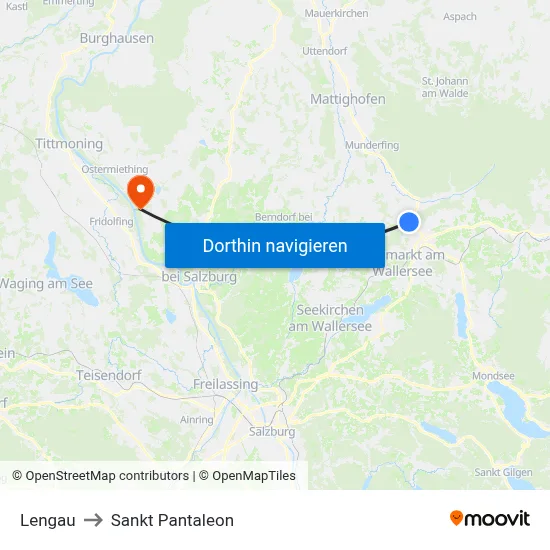 Lengau to Sankt Pantaleon map