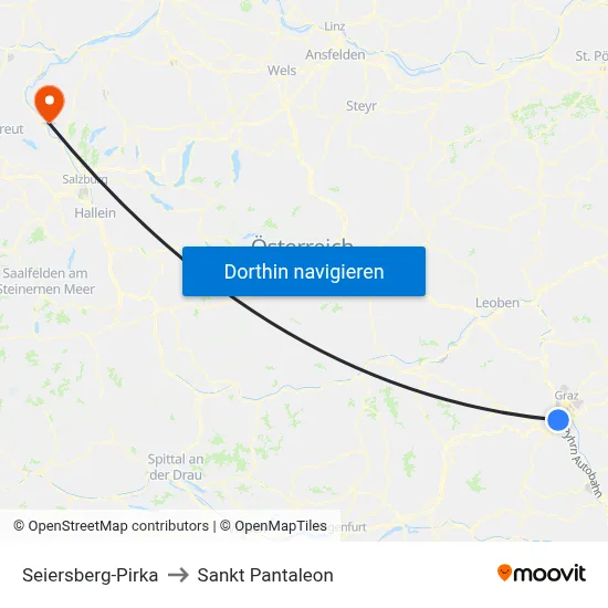 Seiersberg-Pirka to Sankt Pantaleon map