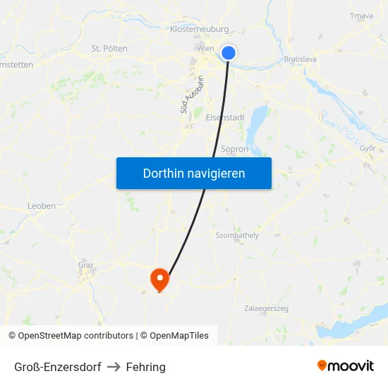 Groß-Enzersdorf to Fehring map