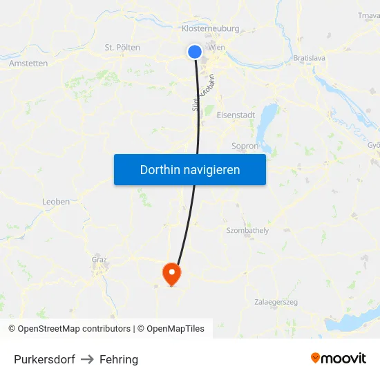 Purkersdorf to Fehring map