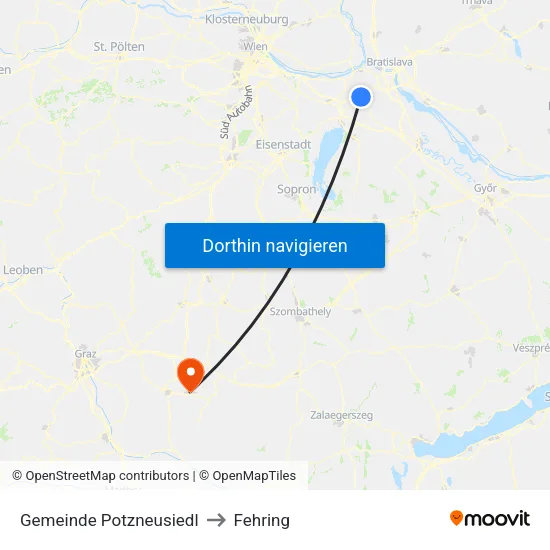 Gemeinde Potzneusiedl to Fehring map