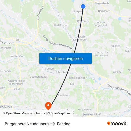 Burgauberg-Neudauberg to Fehring map