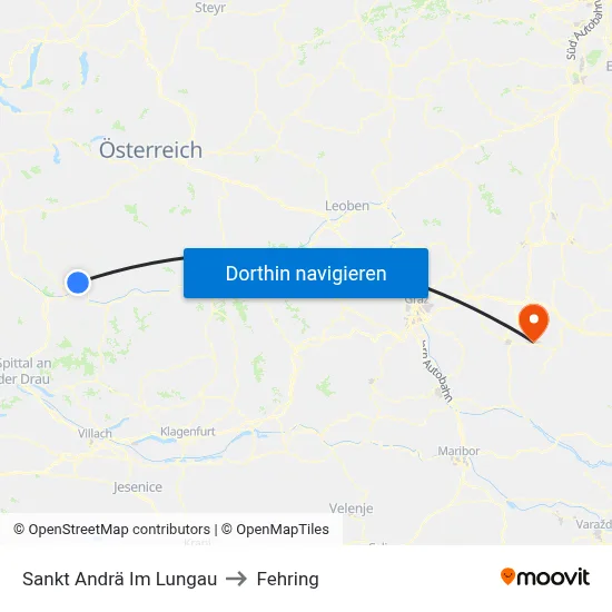 Sankt Andrä Im Lungau to Fehring map
