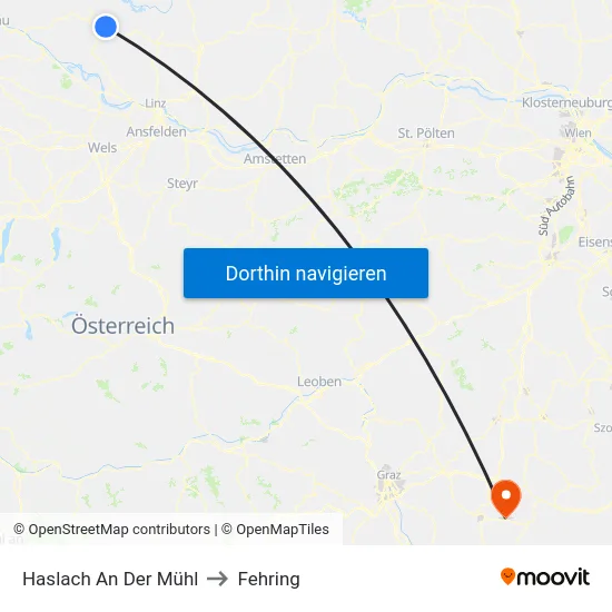 Haslach An Der Mühl to Fehring map