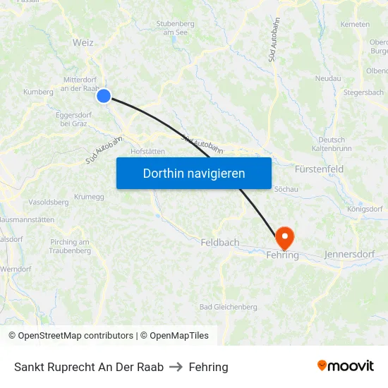 Sankt Ruprecht An Der Raab to Fehring map