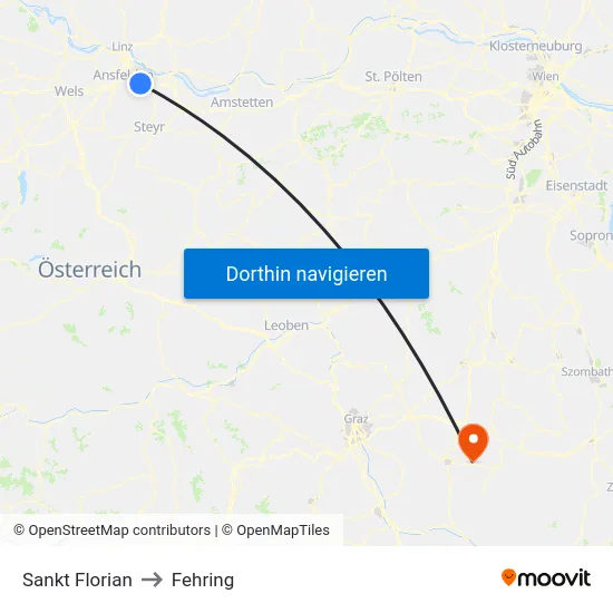 Sankt Florian to Fehring map