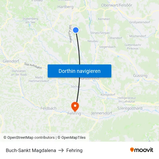 Buch-Sankt Magdalena to Fehring map