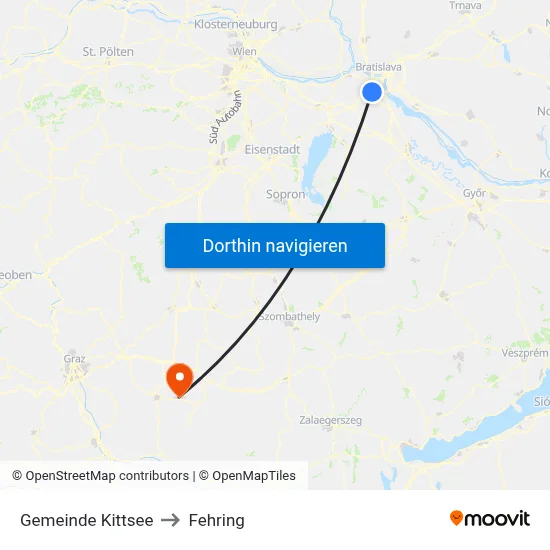 Gemeinde Kittsee to Fehring map