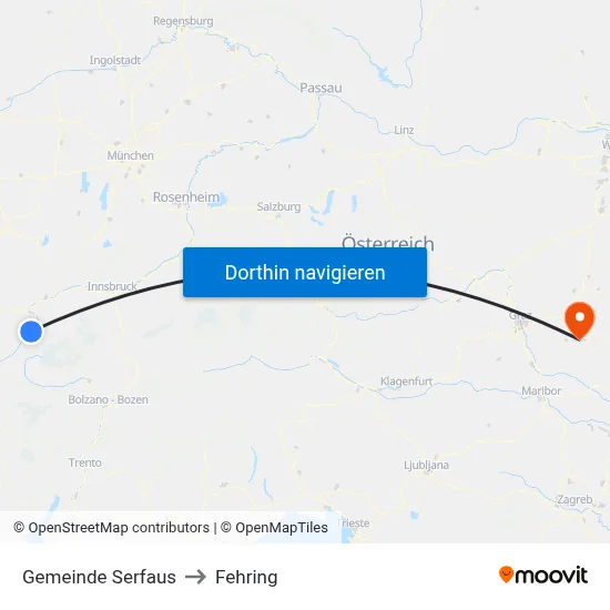 Gemeinde Serfaus to Fehring map