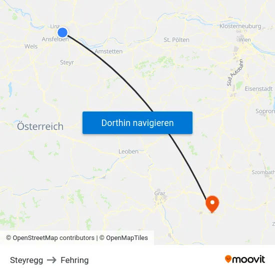 Steyregg to Fehring map