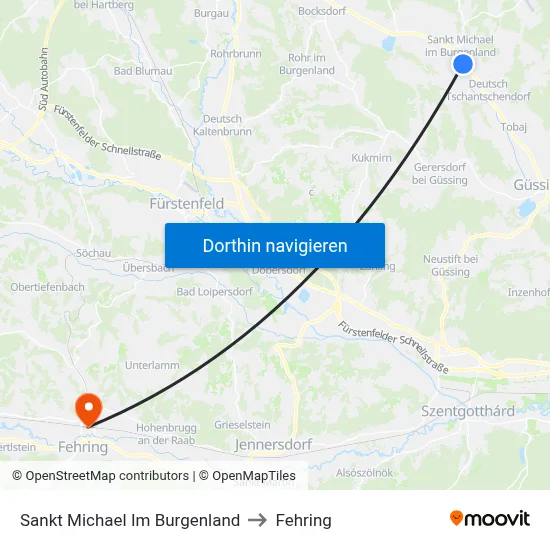 Sankt Michael Im Burgenland to Fehring map