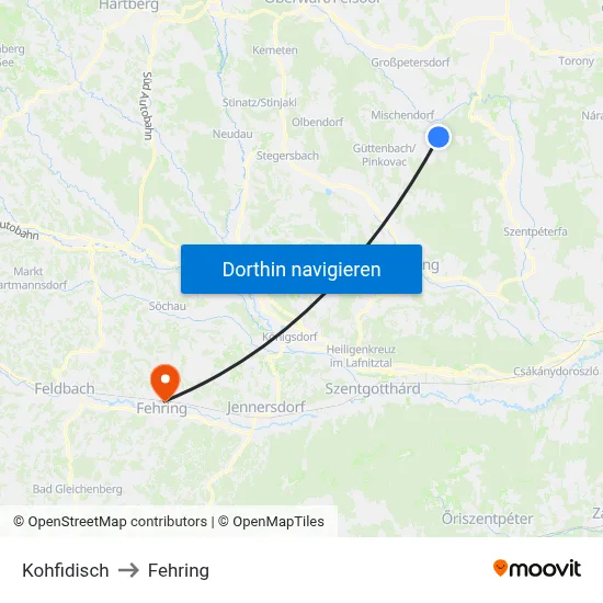 Kohfidisch to Fehring map