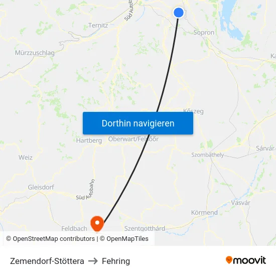 Zemendorf-Stöttera to Fehring map