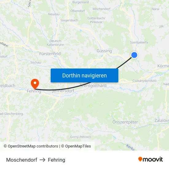 Moschendorf to Fehring map