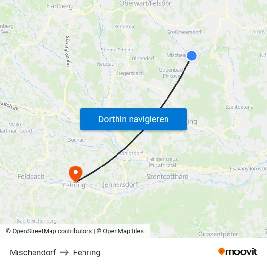 Mischendorf to Fehring map