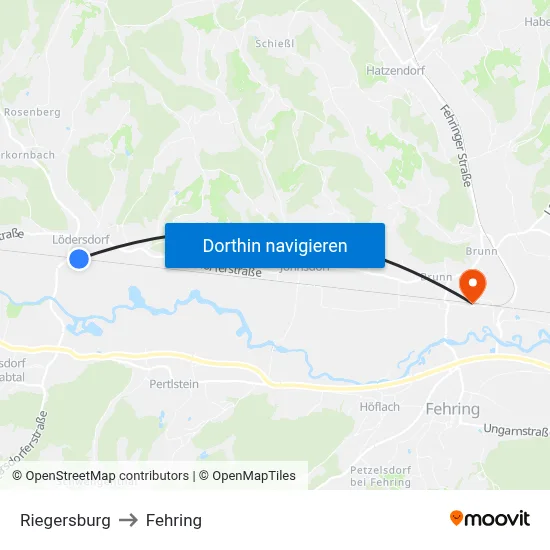 Riegersburg to Fehring map