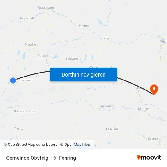 Gemeinde Obsteig to Fehring map