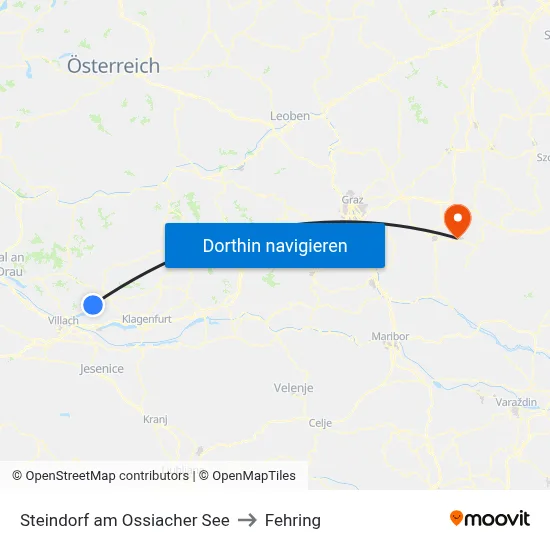 Steindorf am Ossiacher See to Fehring map