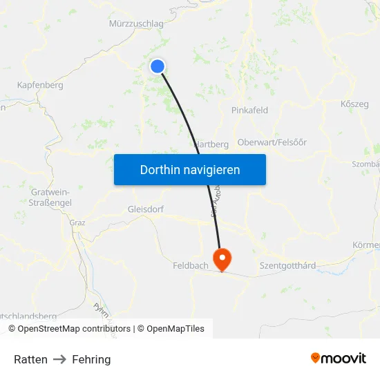 Ratten to Fehring map