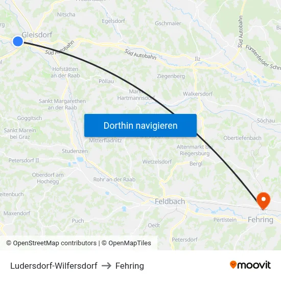 Ludersdorf-Wilfersdorf to Fehring map
