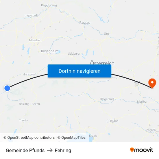 Gemeinde Pfunds to Fehring map