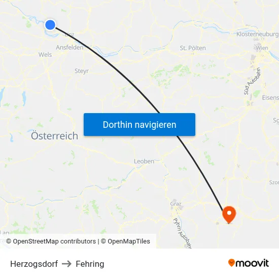 Herzogsdorf to Fehring map