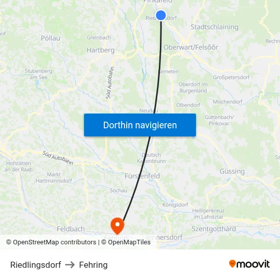 Riedlingsdorf to Fehring map