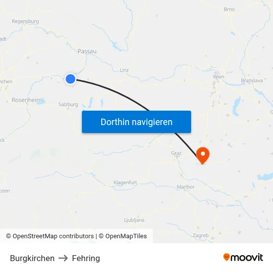 Burgkirchen to Fehring map