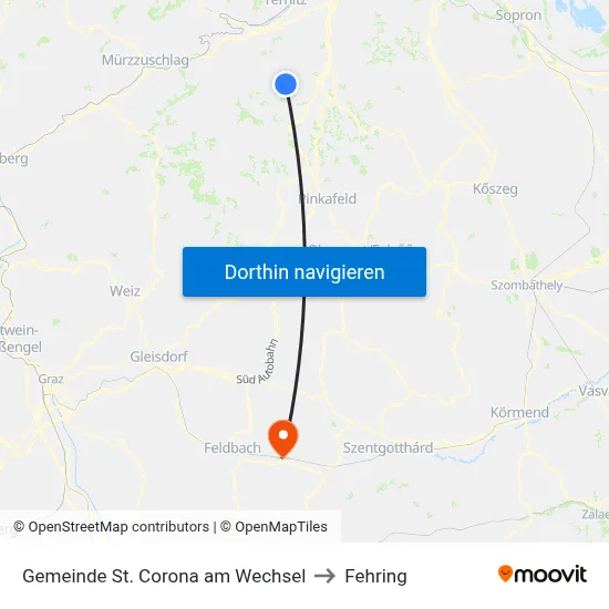 Gemeinde St. Corona am Wechsel to Fehring map