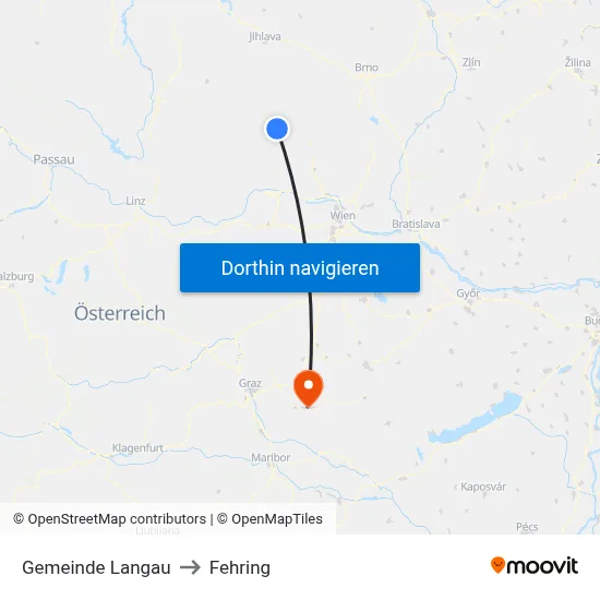 Gemeinde Langau to Fehring map