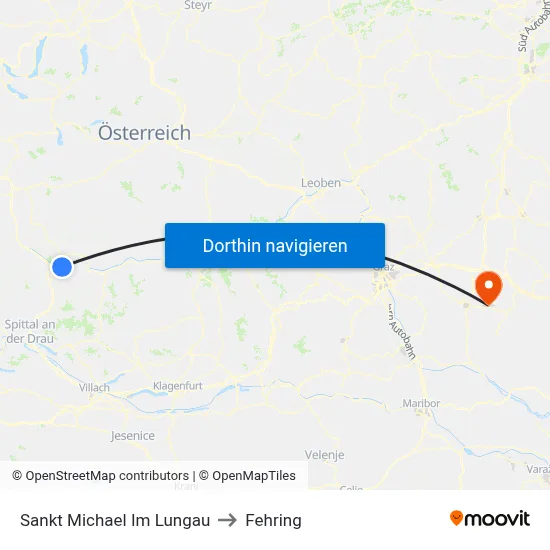 Sankt Michael Im Lungau to Fehring map