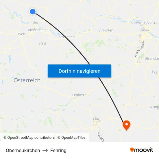 Oberneukirchen to Fehring map