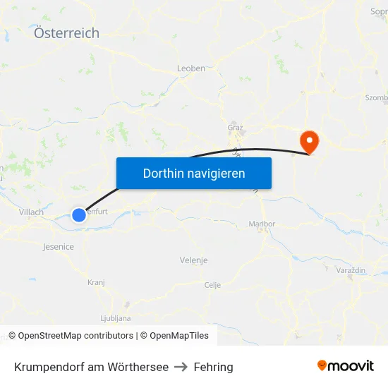 Krumpendorf am Wörthersee to Fehring map