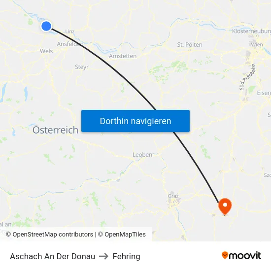 Aschach An Der Donau to Fehring map