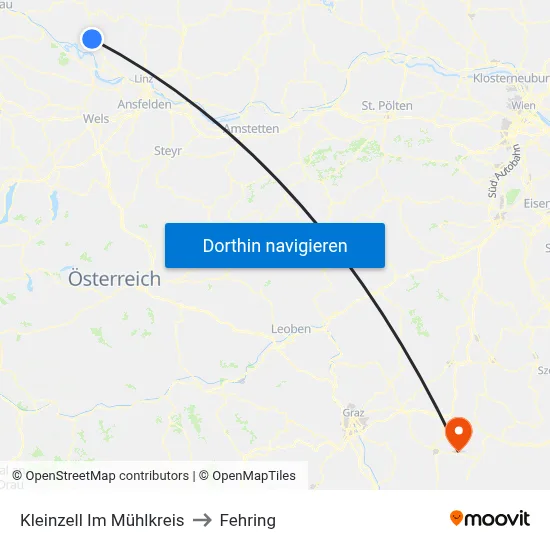 Kleinzell Im Mühlkreis to Fehring map