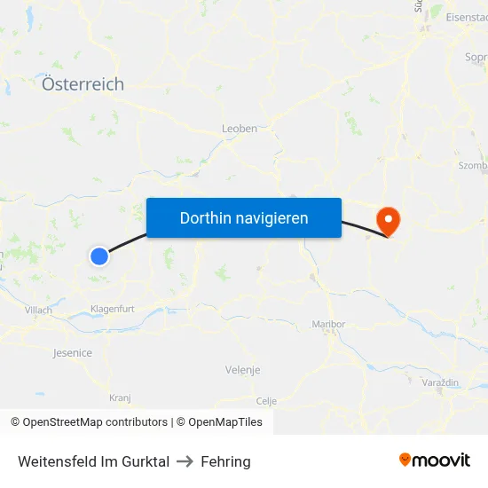 Weitensfeld Im Gurktal to Fehring map