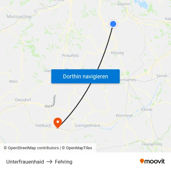 Unterfrauenhaid to Fehring map