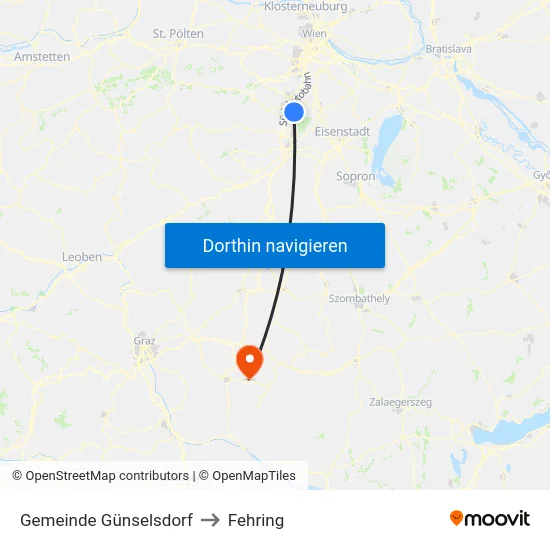 Gemeinde Günselsdorf to Fehring map