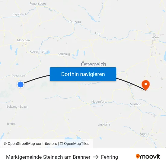 Marktgemeinde Steinach am Brenner to Fehring map