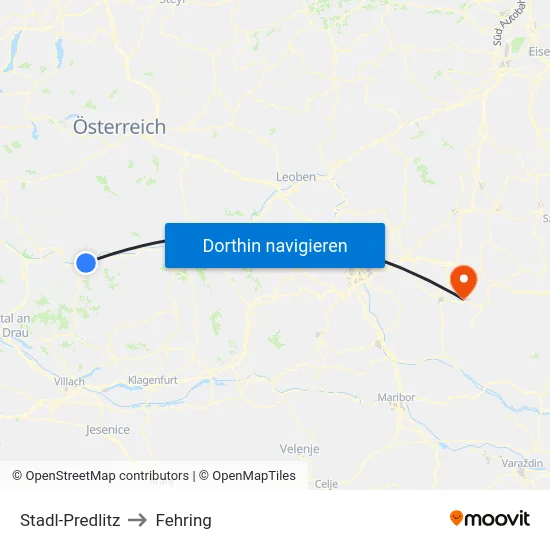 Stadl-Predlitz to Fehring map
