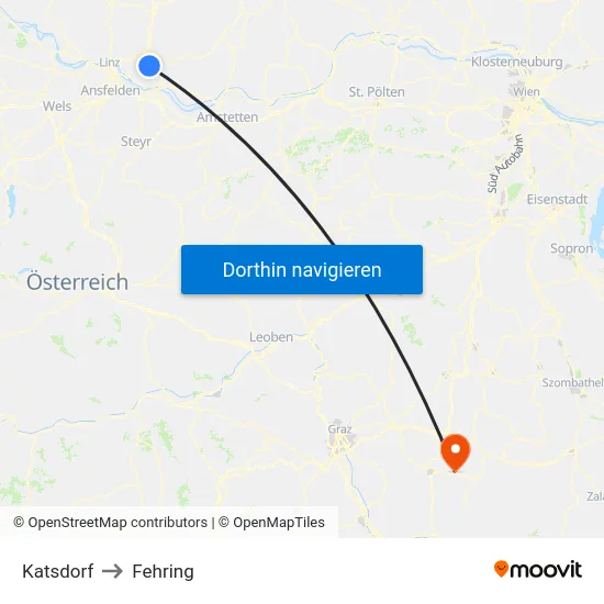 Katsdorf to Fehring map