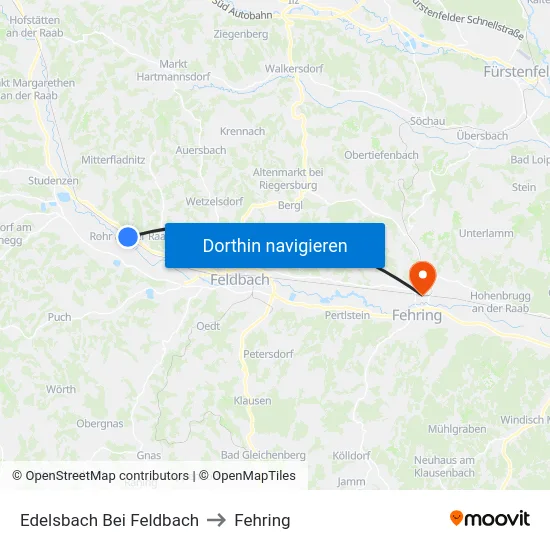 Edelsbach Bei Feldbach to Fehring map