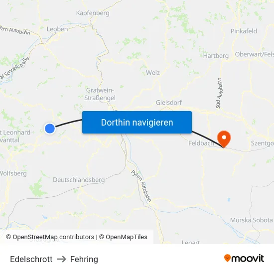 Edelschrott to Fehring map