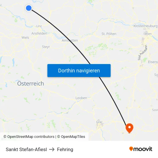 Sankt Stefan-Afiesl to Fehring map