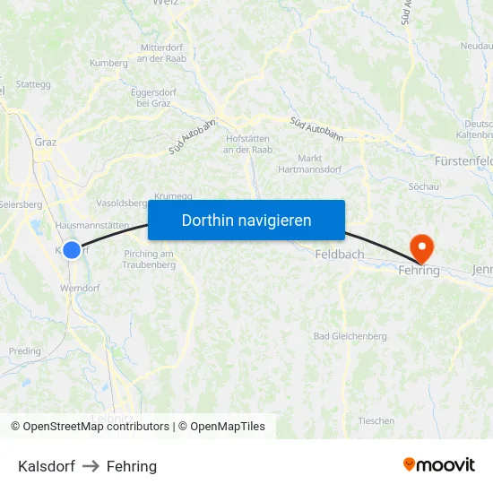 Kalsdorf to Fehring map