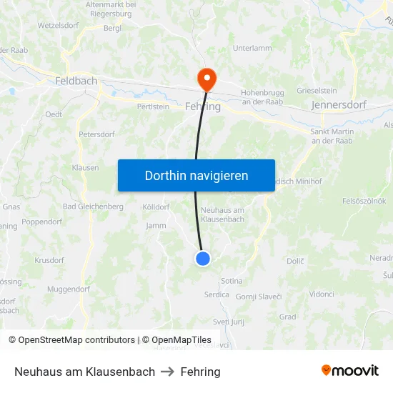 Neuhaus am Klausenbach to Fehring map